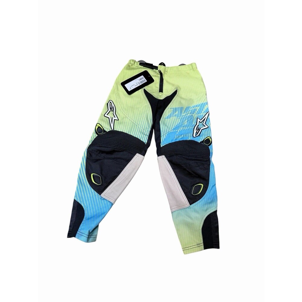 Alpinestars MX Youth Motocross Pants Size 28 Lime Green Blue Off Road BMX